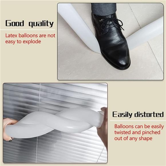 100Pcs 260 Balloons White Long Balloons for Balloon Garland Thickening Skinny - Picture 2 of 7